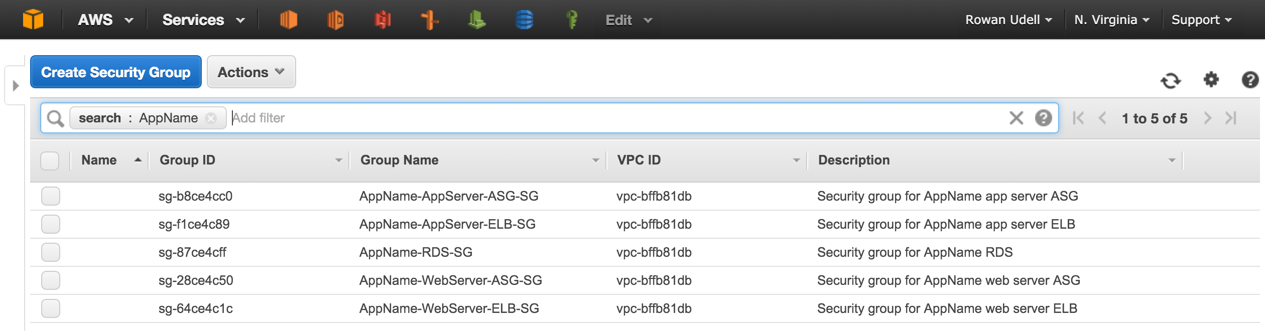 SGs in the AWS Console